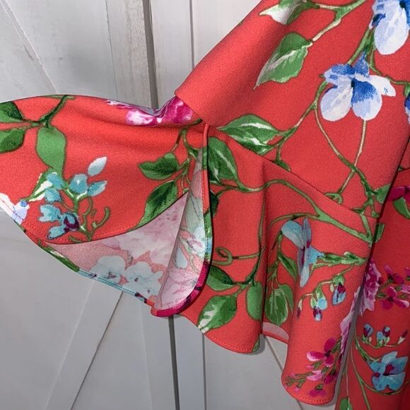 Jessica Howard Floral Shift Dress 3/4 Flutter Bell Sleeve Size 20W - Picture 5 of 11